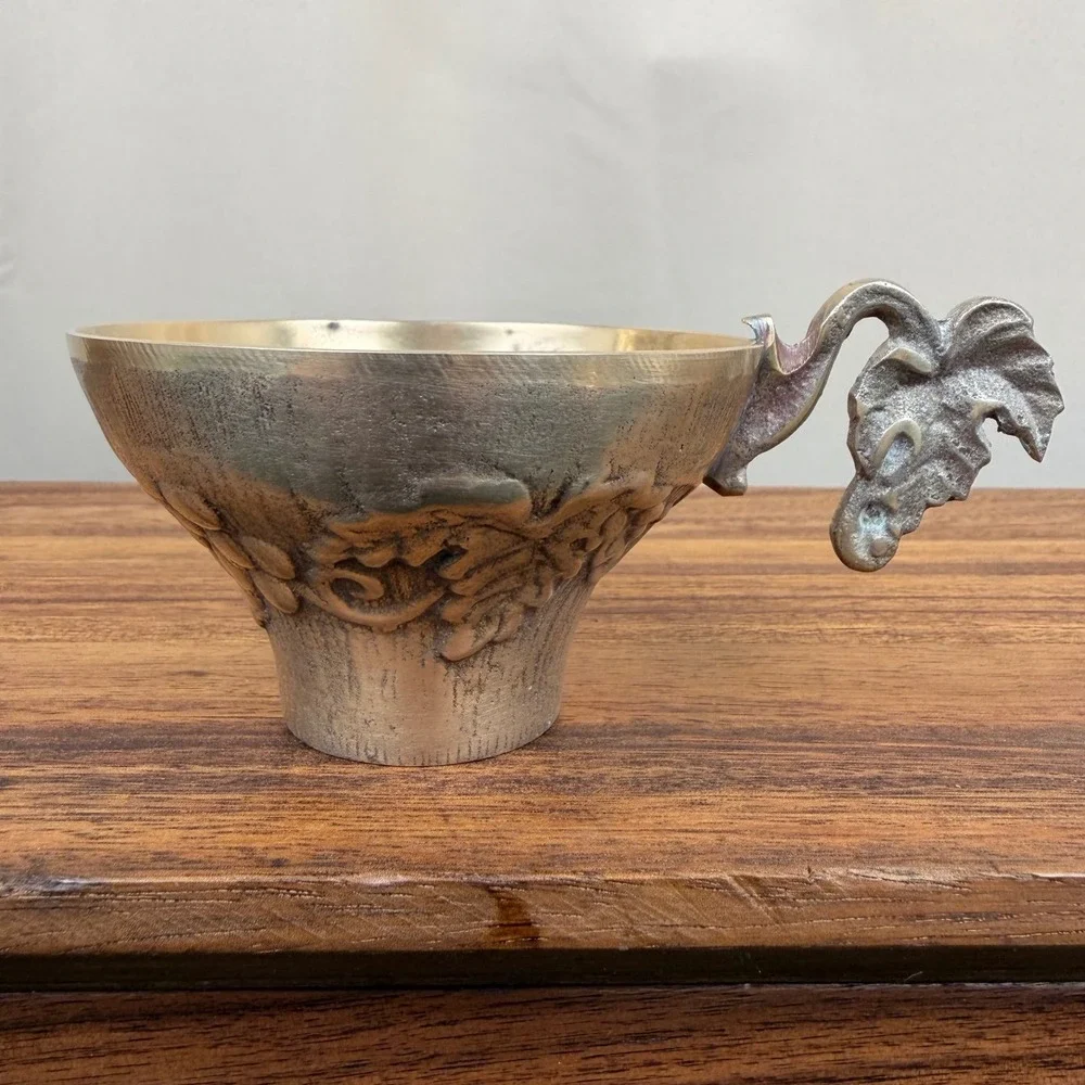 Vintage Brass Dragon Teapot Set with 2‎ Cups Ornate Relief Asian Style Decor